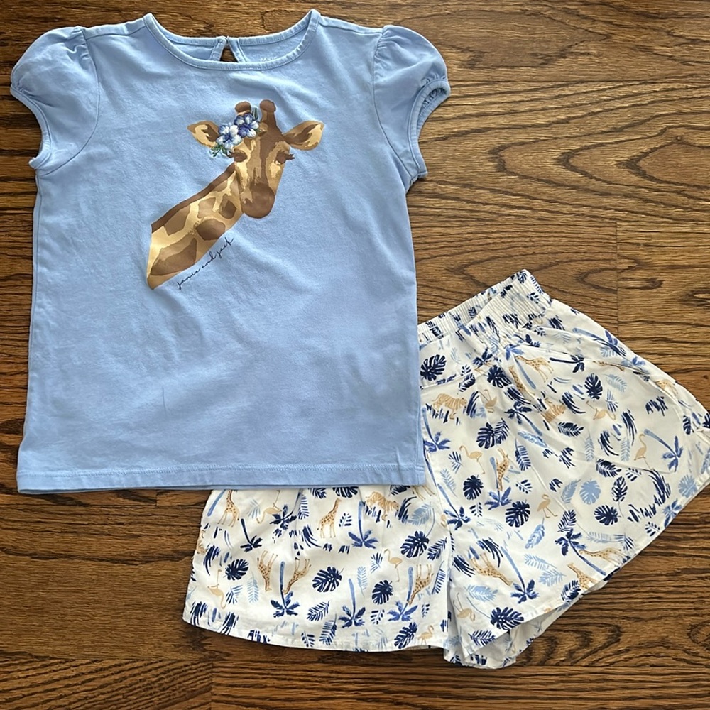 Size 6/7 Girls Janie and Jack Shirt and Shorts